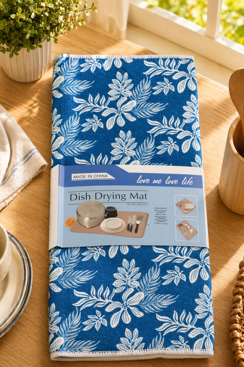Floral Dish Drying Mat