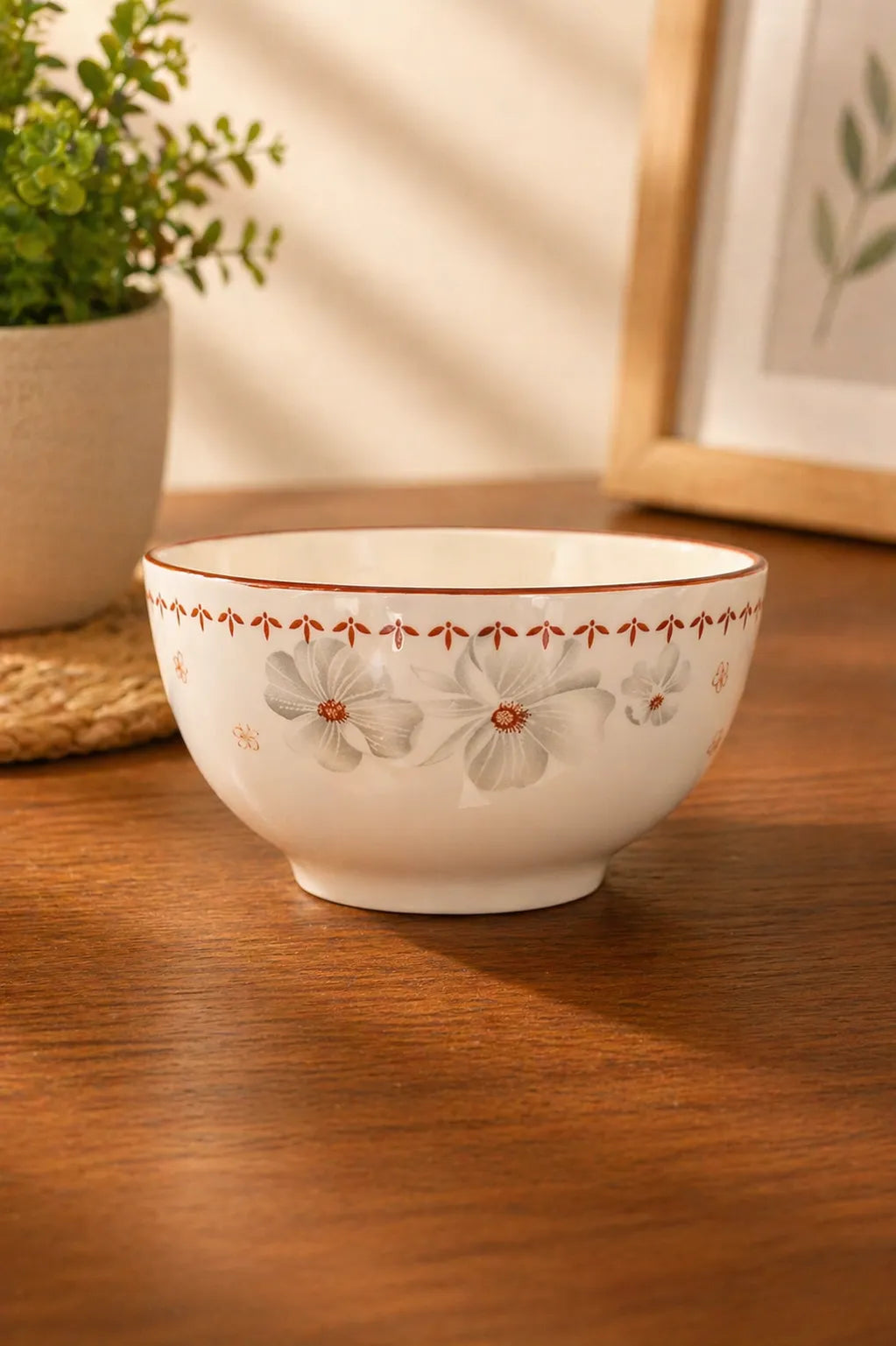 Floral White Bowl