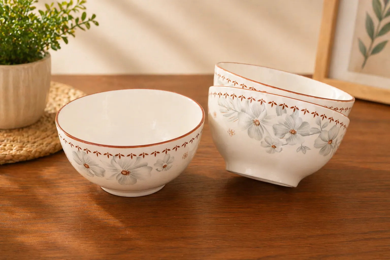 Floral White Bowl