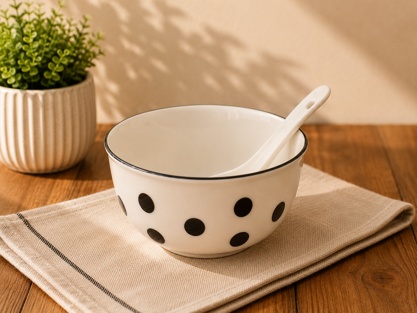 Polka Dot Bowl with Spoon