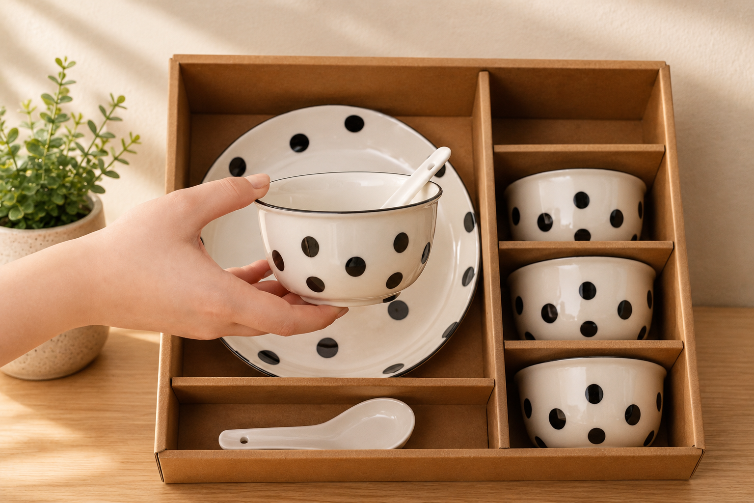 Polka Dot Bowl with Spoon