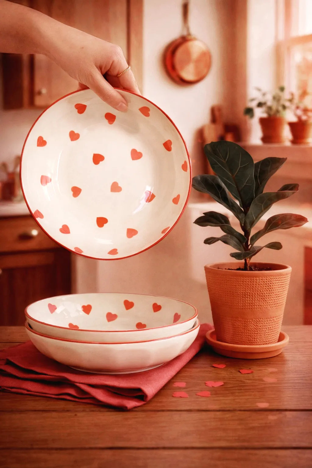 Plates with hearts