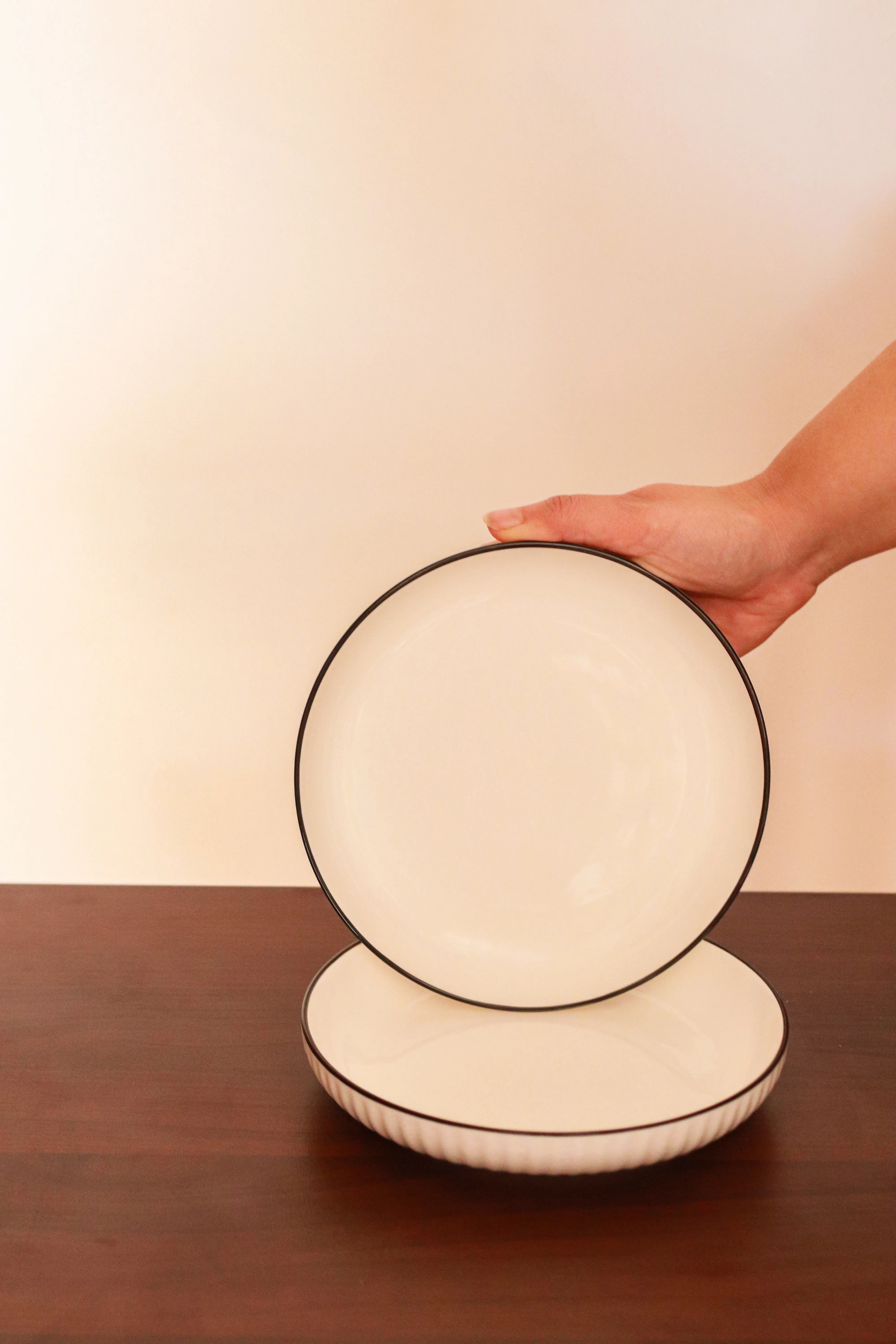 White Plates with Black edge